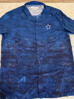 Dallas Cowboys Tommy Bahama NFL Men's Navy Blue Tropical Camp Shirt-XL